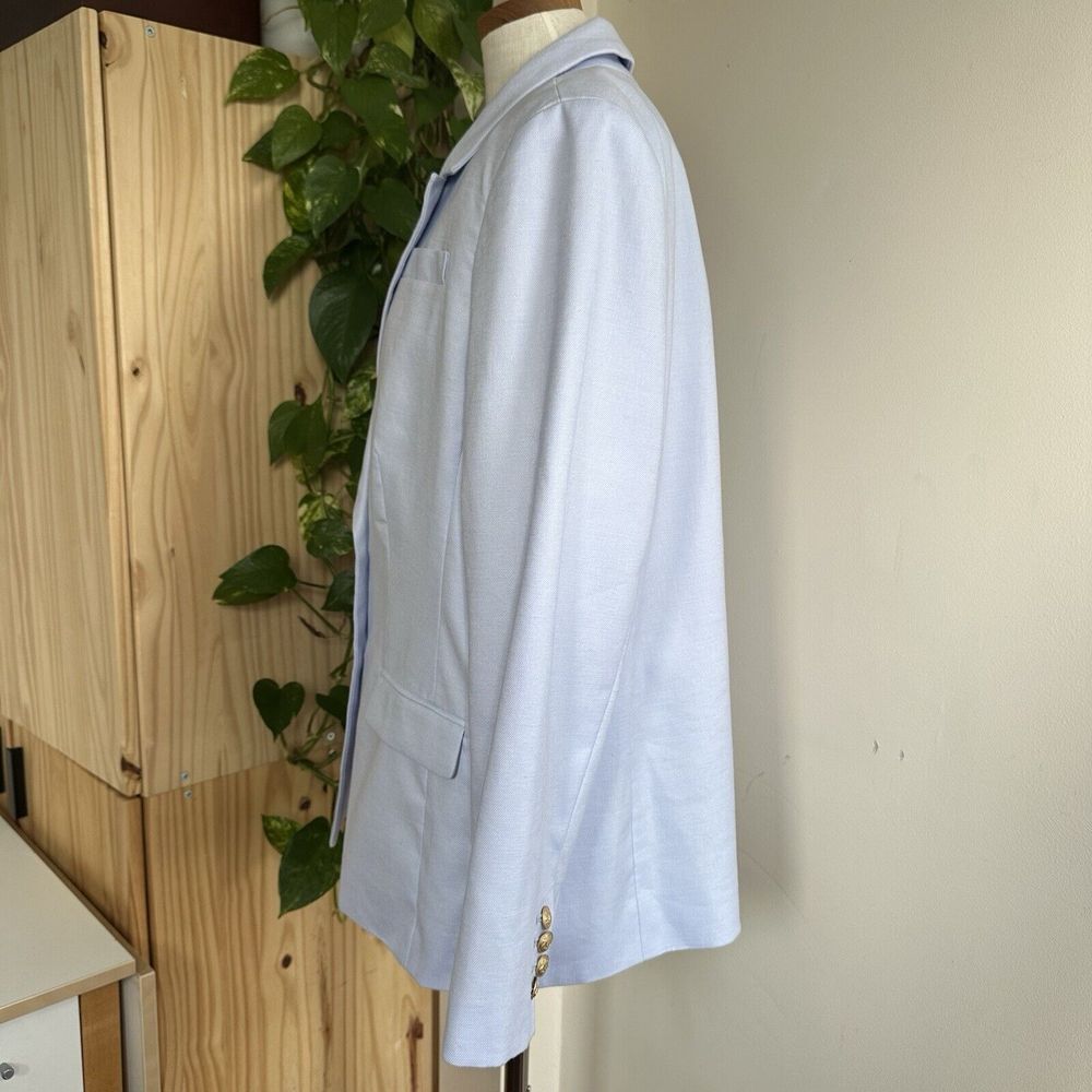 NWT 2024 J Crew Greta Blazer Stretch Linen Blend 18 PeriBreeze Blue Gold Button‎ - Picture 4 of 16
